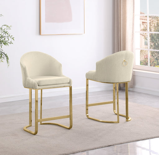 Mariano Furniture - CH376 - Teddy Upholstered Counter Chair in Cream/Gold (Set of 2) - BQ-CH377 - GreatFurnitureDeal