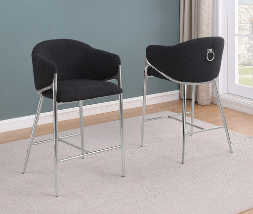 Mariano Furniture - Teddy Boucle Fabric Barstool in Silver (Set of 2) - BQ-BS452 - GreatFurnitureDeal