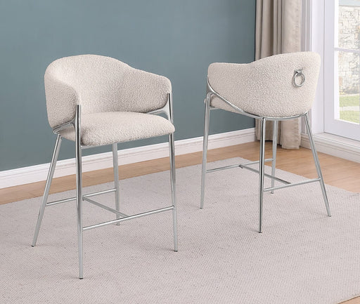 Mariano Furniture - Teddy Boucle Fabric Barstool in Silver (Set of 2) - BQ-BS453 - GreatFurnitureDeal