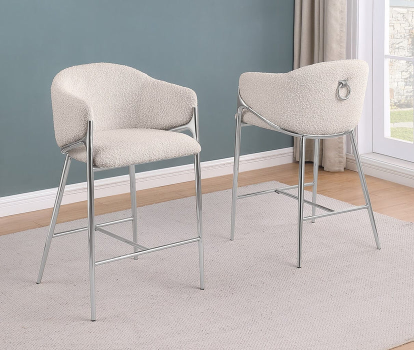 Mariano Furniture - Teddy Boucle Fabric Barstool in Silver (Set of 2) - BQ-BS453 - GreatFurnitureDeal