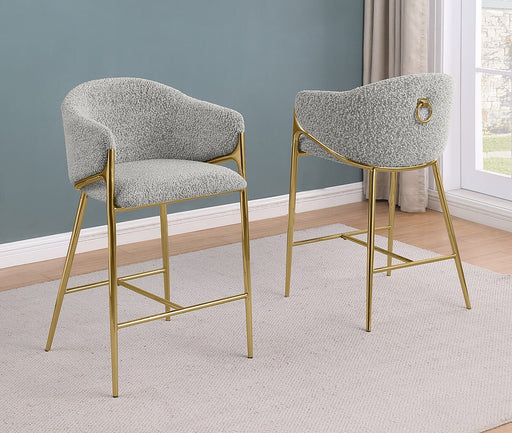 Mariano Furniture - Teddy Boucle Fabric Barstool in Gold (Set of 2) - BQ-BS454 - GreatFurnitureDeal