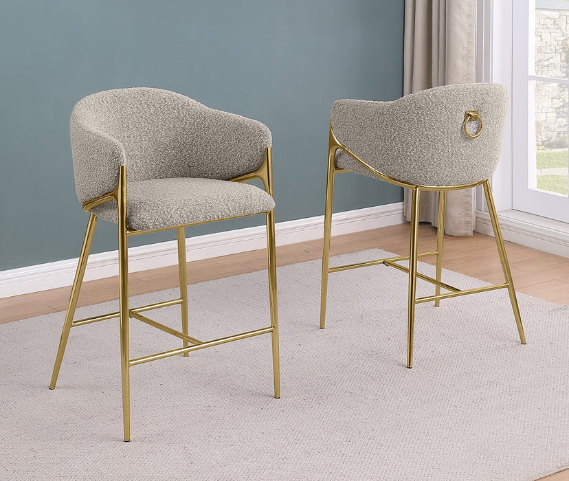 Mariano Furniture - Teddy Boucle Fabric Barstool in Gold (Set of 2) - BQ-BS455 - GreatFurnitureDeal