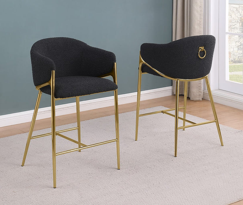 Mariano Furniture - Teddy Boucle Fabric Barstool in Gold (Set of 2) - BQ-BS456 - GreatFurnitureDeal