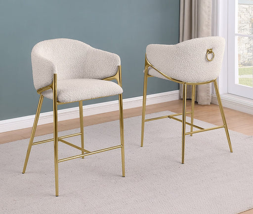 Mariano Furniture - Teddy Boucle Fabric Barstool in Gold (Set of 2) - BQ-BS457 - GreatFurnitureDeal
