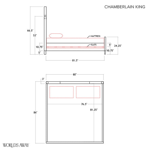 Worlds Away - Chamberlain King Size Bed - CHAMBERLAIN KING - GreatFurnitureDeal