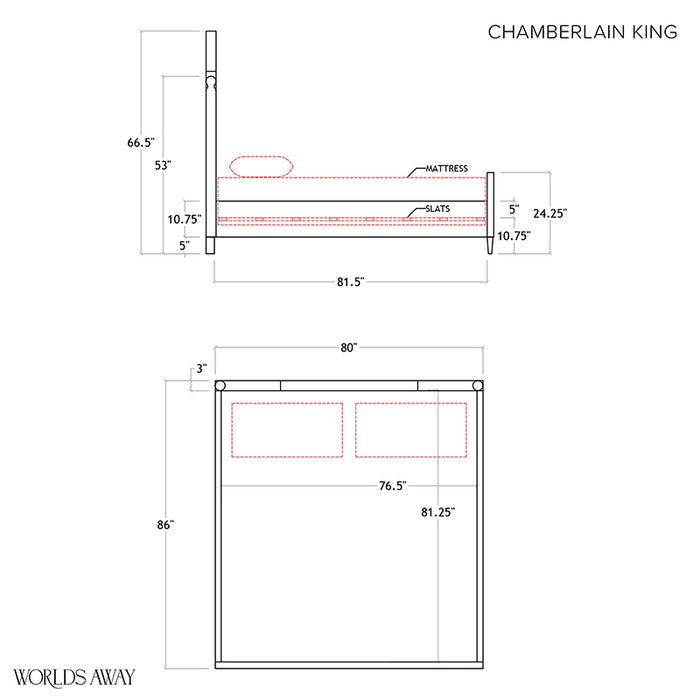 Worlds Away - Chamberlain King Size Bed - CHAMBERLAIN KING - GreatFurnitureDeal