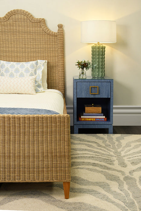 Worlds Away - Blair One Drawer Side Table in Blue Dyed Grasscloth - BLAIR BL - GreatFurnitureDeal