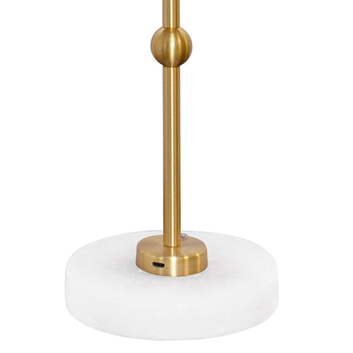 Worlds Away - Rechargeable Table Lamp In Brass And Faux Alabaster Base With Metal Shade - CHANLER - GreatFurnitureDeal