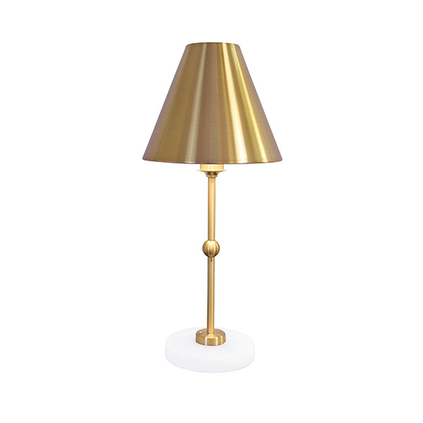 Worlds Away - Rechargeable Table Lamp In Brass And Faux Alabaster Base With Metal Shade - CHANLER - GreatFurnitureDeal