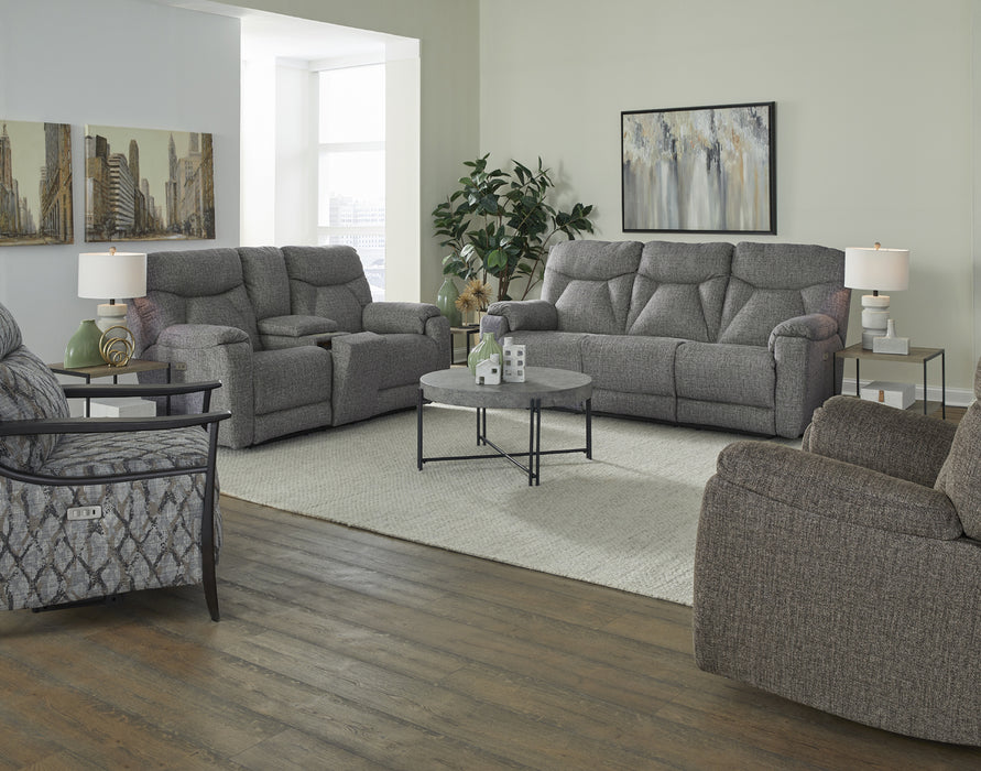 Southern Motion - Power Play 2 Piece Power Headrest Double Reclining Sofa Set W/Dropdwn Table & Next Level in Charcoal - 363-63PNL-78PNL WC