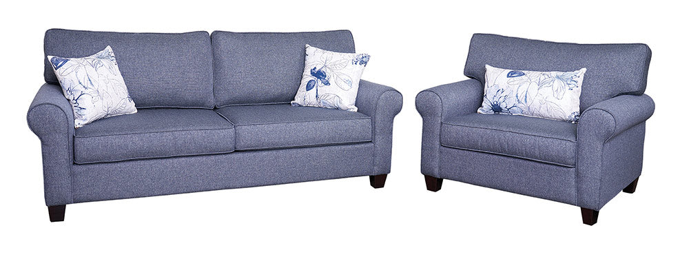 Mariano Italian Leather Furniture - Charlotte 2 Piece Sofa Set in Elka Indigo - 1004-30-10 - GreatFurnitureDeal