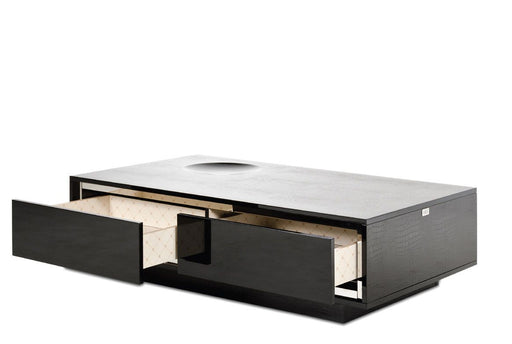 VIG Furniture - A&X Grand Modern Black Crocodile Lacquer Coffee Table with 2 Drawers - VGUNCK8315-BLK - GreatFurnitureDeal