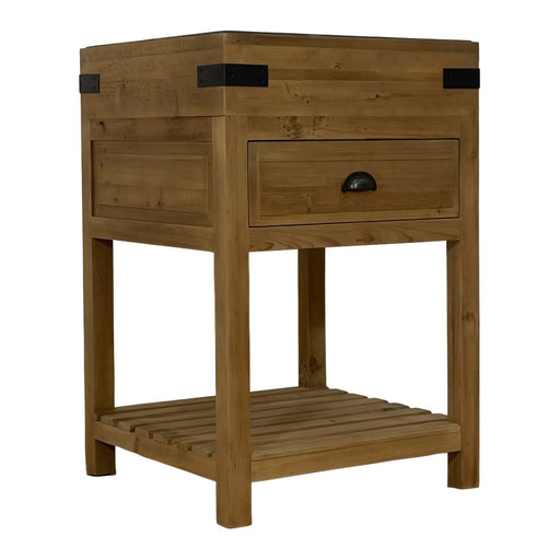 GJ Styles - Small Reclaimed Pine Kitchen Island with Blue Stone Top - CL46 - GreatFurnitureDeal
