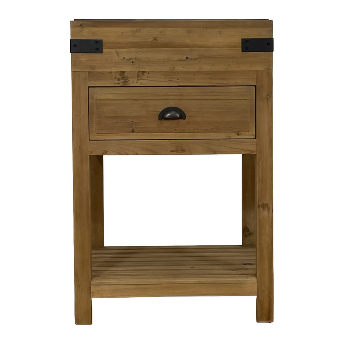 GJ Styles - Small Reclaimed Pine Kitchen Island with Blue Stone Top - CL46