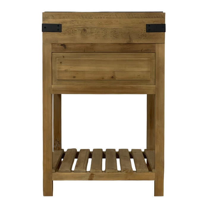 GJ Styles - Small Reclaimed Pine Kitchen Island with Blue Stone Top - CL46