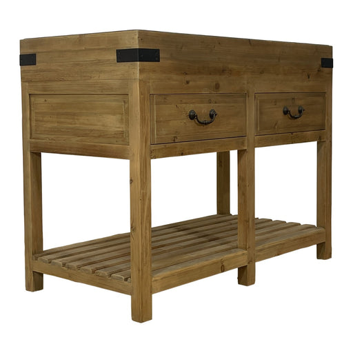 GJ Styles - Reclaimed Pine Kitchen Island with Blue Stone Top - CL47 - GreatFurnitureDeal