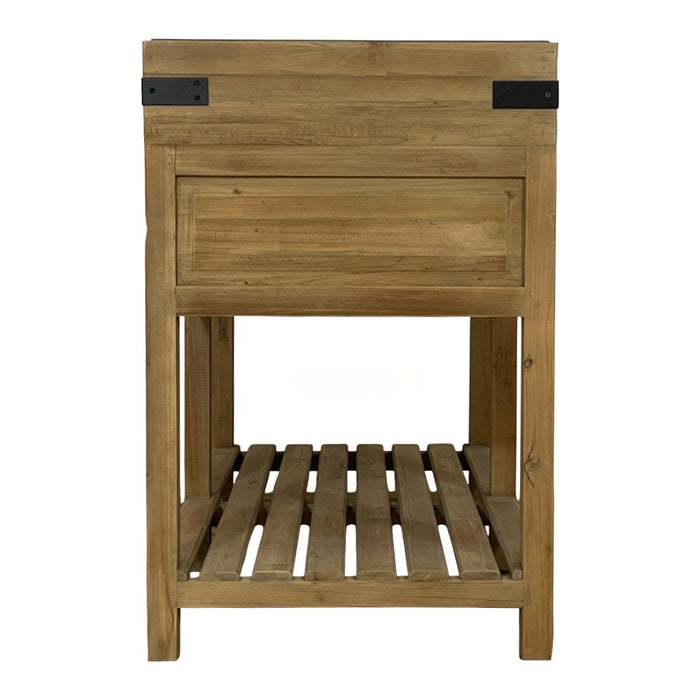 GJ Styles - Reclaimed Pine Kitchen Island with Blue Stone Top - CL47