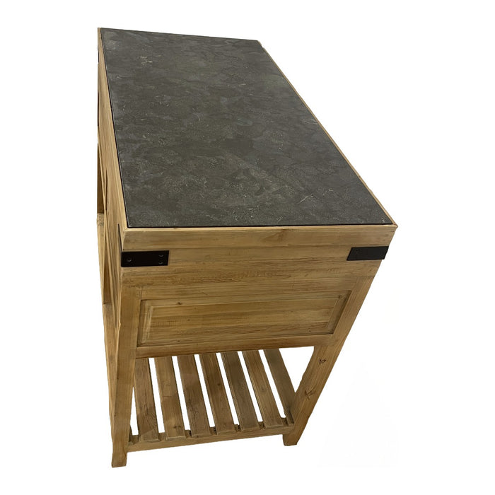 GJ Styles - Reclaimed Pine Kitchen Island with Blue Stone Top - CL47