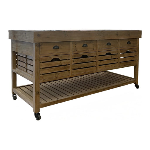GJ Styles - Large Kitchen Island with Blue Stone Top - CS49 - GreatFurnitureDeal