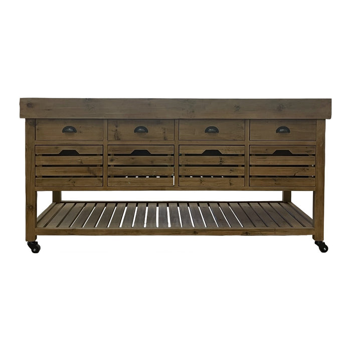 GJ Styles - Large Kitchen Island with Blue Stone Top - CS49