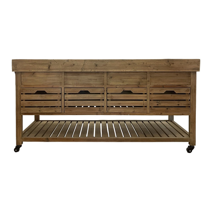 GJ Styles - Large Kitchen Island with Blue Stone Top - CS49