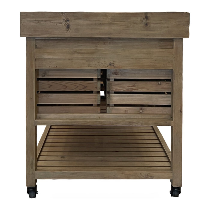GJ Styles - Large Kitchen Island with Blue Stone Top - CS49