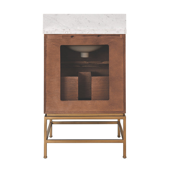 Worlds Away - Clifford Two Drawer Bath Vanity In Matte Dark Burl Wood With Antique Brass Metal Frame And Acrylic And Brass Hardware - CLIFFORD 24 DBW