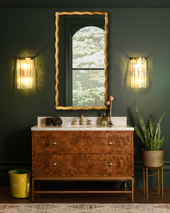 Worlds Away - Clifford Bath Vanity In Matte Dark Burl Wood And Antique Brass With White Marble Top And Porcelain Sink, 48" Wide - CLIFFORD 48 DBW - GreatFurnitureDeal