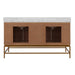 Worlds Away - Bath Vanity In Matte Dark Burl Wood And Antique Brass With White Marble Top And Double Porcelain Sinks, 60" Wide - CLIFFORD 60 DBW - GreatFurnitureDeal