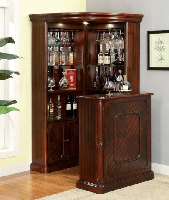 Furniture of America - Voltaire Corner Curio in Dark Cherry - CM-CR142-CURIO - GreatFurnitureDeal
