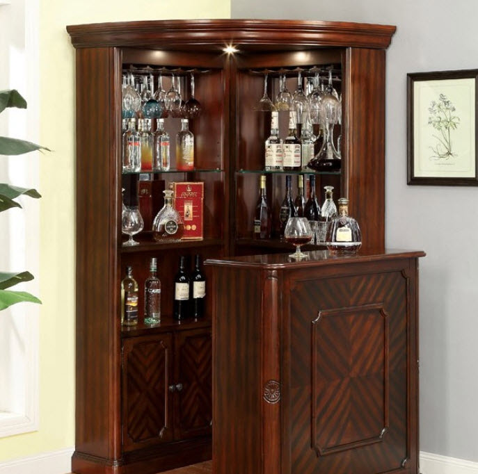 Furniture of America - Voltaire Corner Curio in Dark Cherry - CM-CR142-CURIO - GreatFurnitureDeal