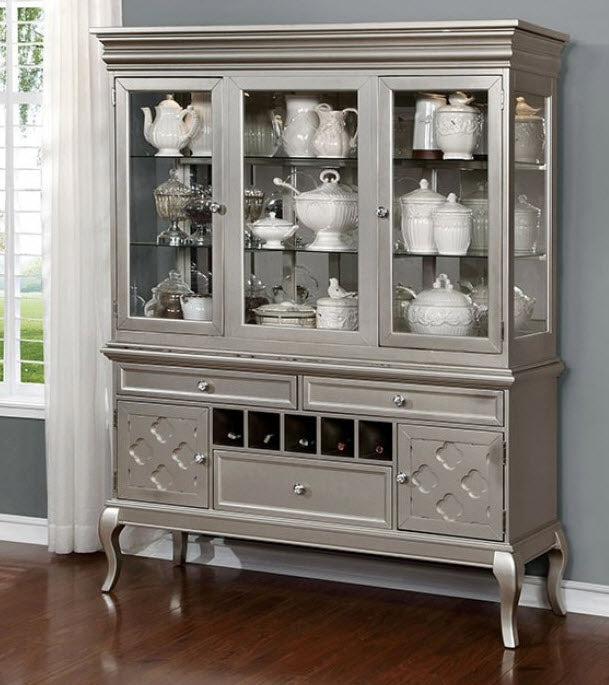 Furniture of America - Amina Hutch & Buffet in Champagne - CM3219HB-SET - GreatFurnitureDeal