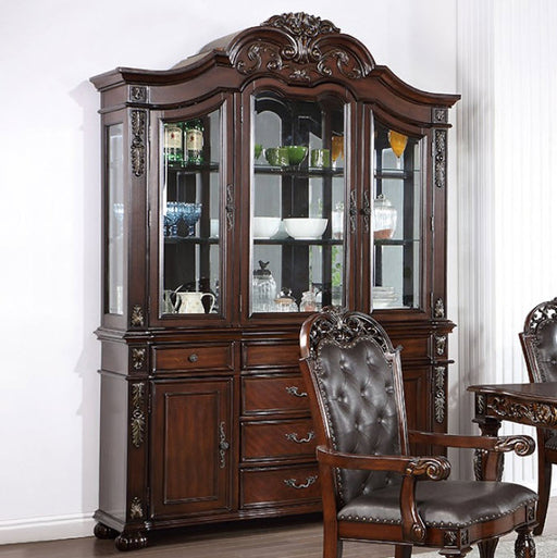 Furniture of America - Nouvelle Hutch & Buffet in Brown Cherry - CM3256CH-HB-SET - GreatFurnitureDeal