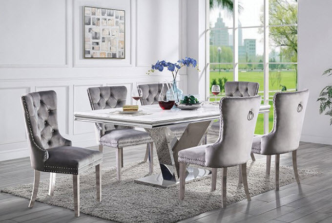 Furniture of America - Valdevers Dining Table in Chrome - CM3294T-SS-TABLE - GreatFurnitureDeal