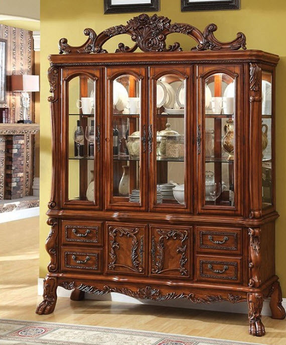 Furniture of America - Medieve Hutch Buffet in Antique Oak - CM3557HB-SET - GreatFurnitureDeal