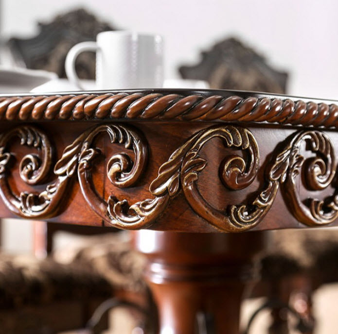 Furniture of America - Lucie 7 Piece Dining Table Set in Brown Cherry - CM3788T-CM3788SC-7SET - GreatFurnitureDeal