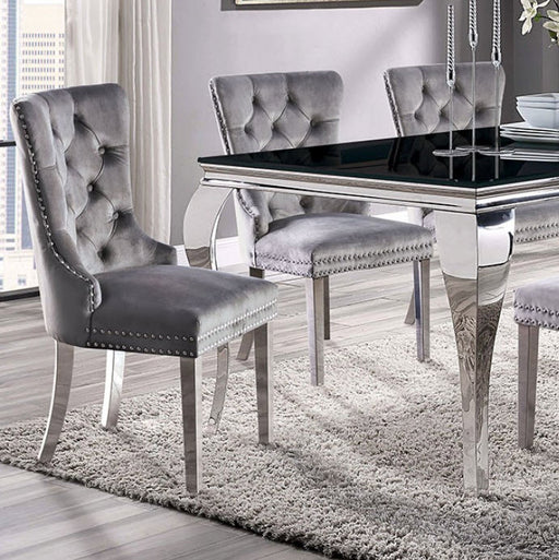 Furniture of America - Neuveville Dining Table in Black/Chrome - CM3903BK-T-TABLE - GreatFurnitureDeal