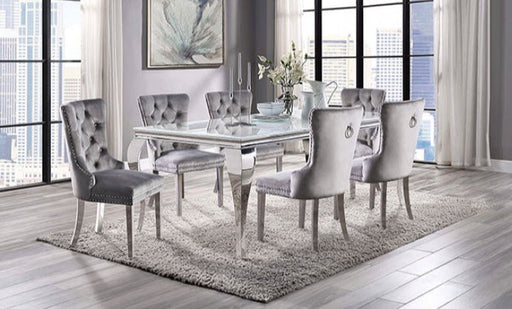 Furniture of America - Neuveville Dining Table in White/Chrome - CM3903WH-T-TABLE - GreatFurnitureDeal