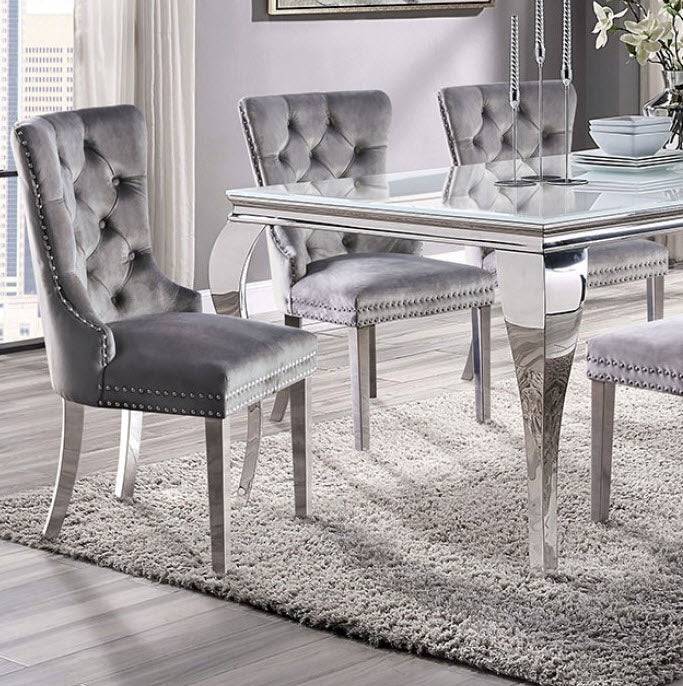 Furniture of America - Neuveville Dining Table in White/Chrome - CM3903WH-T-TABLE - GreatFurnitureDeal