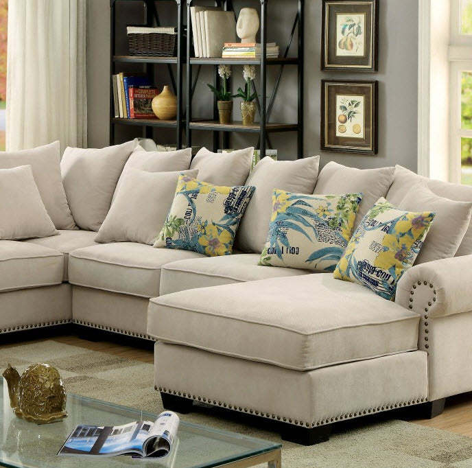 Furniture of America - Skyler Sectional in Beige - CM6156-SECTIONAL - GreatFurnitureDeal