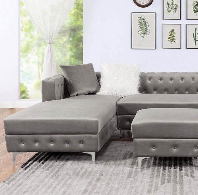 Furniture of America - Ciabattoni Sectional in Gray - CM6256GY-SECT - GreatFurnitureDeal