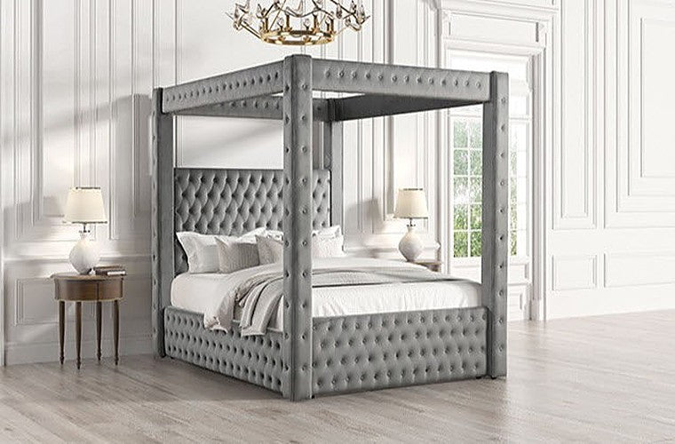 Furniture of America - Etherea King Bed in Grey - CM7482GY-K - GreatFurnitureDeal
