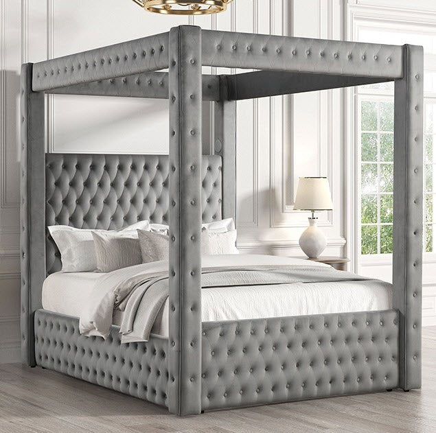 Furniture of America - Etherea King Bed in Grey - CM7482GY-K - GreatFurnitureDeal