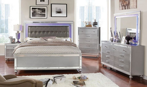 Furniture of America - Brachium 5 Piece California King Bedroom Set in Silver - CM7977SV-CK-5SET - GreatFurnitureDeal