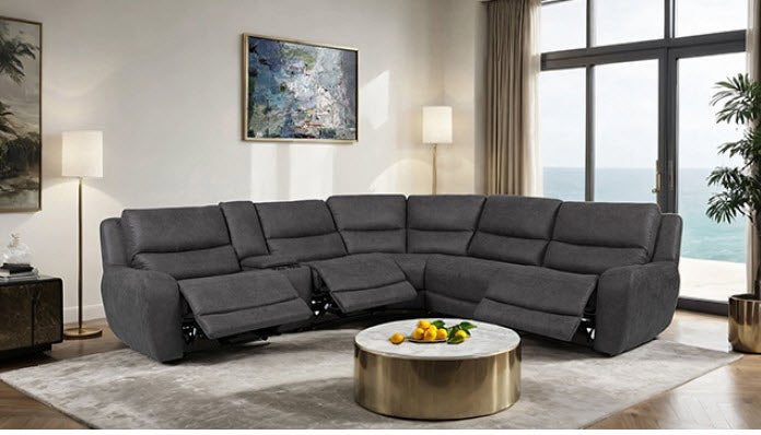Furniture of America - Demetrius Power Sectional in Granite Gray - CM9930DG-SECT-PM - GreatFurnitureDeal