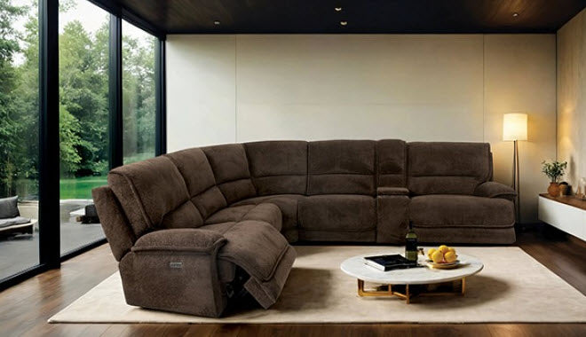 Furniture of America - Damasus Power Sectional in Java - CM9932DB-SECT-PM - GreatFurnitureDeal