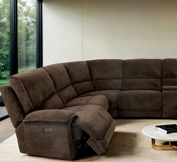 Furniture of America - Damasus Power Sectional in Java - CM9932DB-SECT-PM - GreatFurnitureDeal