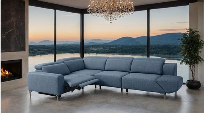 Furniture of America - Melancton Power Sectional in Blue - CM9933BL-SECT-PM - GreatFurnitureDeal