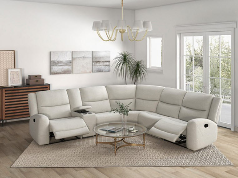 Furniture of America - Giraldus Motion Sectional in Beige - CM9988BG-M-SECT - GreatFurnitureDeal