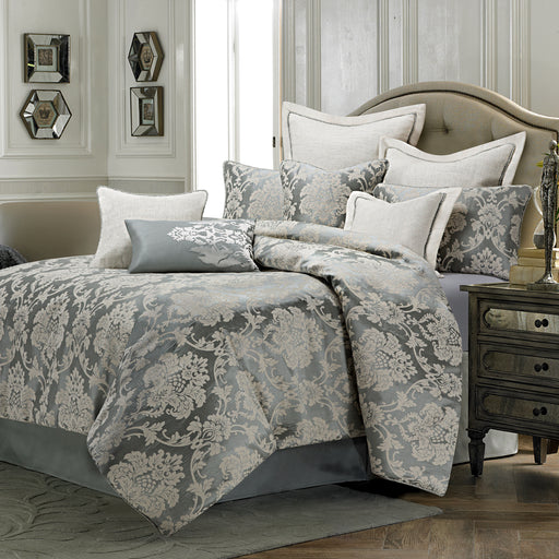 AICO Furniture - Cambria 9pc Queen Comforter Set Mineral - BCS-QS09-CMBRI-MNR - GreatFurnitureDeal